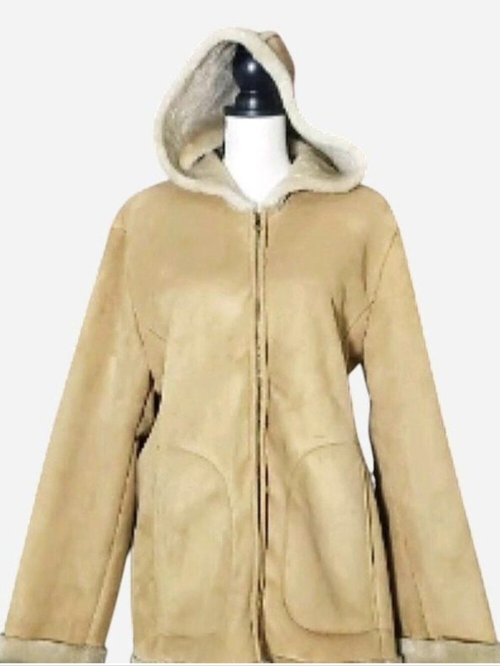 VINTAGE Mulberry Street Hooded Faux-Shearling Coat - XL